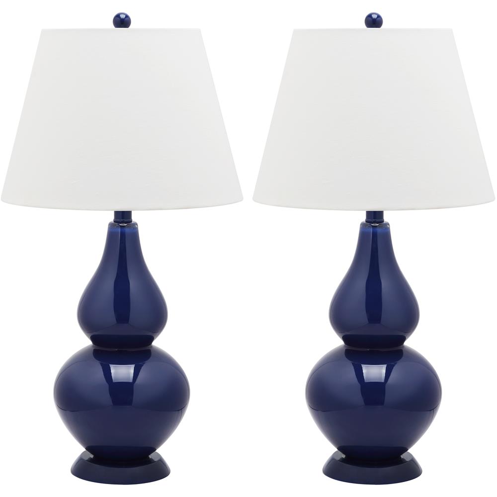 Safavieh LIT4088B CYBIL DOUBLE GOURD (SET OF 2) NAVY BASE AND NECK TABLE LAMP